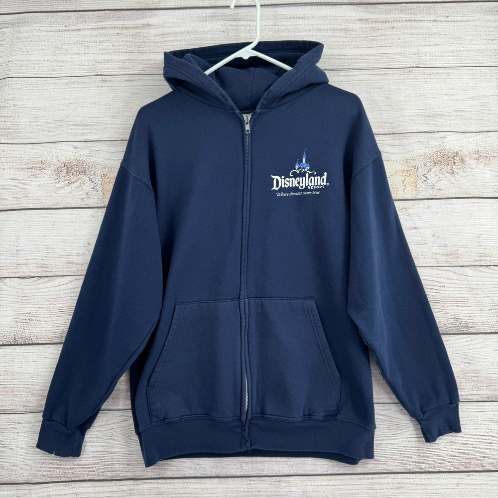 Disneyland Resort Full Zip Hoodie Adult Medium Navy Blue Castle Graphic
